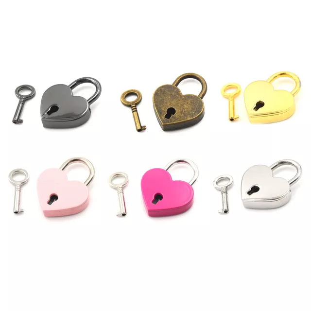 Mini Padlock Love Heart Shape Padlock Tiny Luggage Bag Case Lock With Key__-