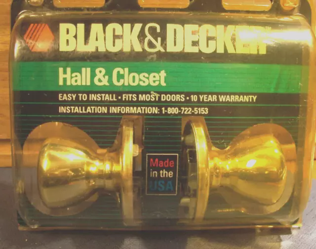 Black & Decker HALL & CLOSET REPLACEMENT BRASS DOORKNOB KIT, New Old Stock/MIB