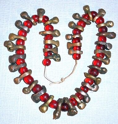 Igbo Tribal People Antique Brass Metal Round Dangle Beads Nigeria, African Trade