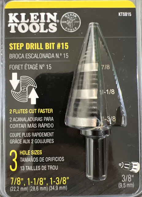 Klein Tools KTSB15 High Speed Steel Double Flute Step Drill Bit#15