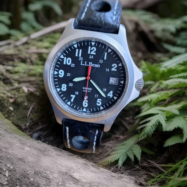 VINTAGE MENS LL BEAN Military Field Watch Swiss Made Microtec 