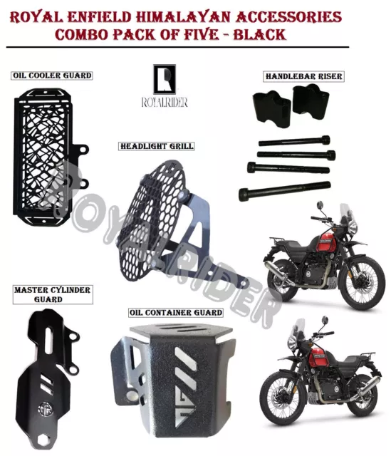 Fits Royal Enfield HIMALAYAN ACCESSORIES COMBO PACK OF FIVE - BLACK