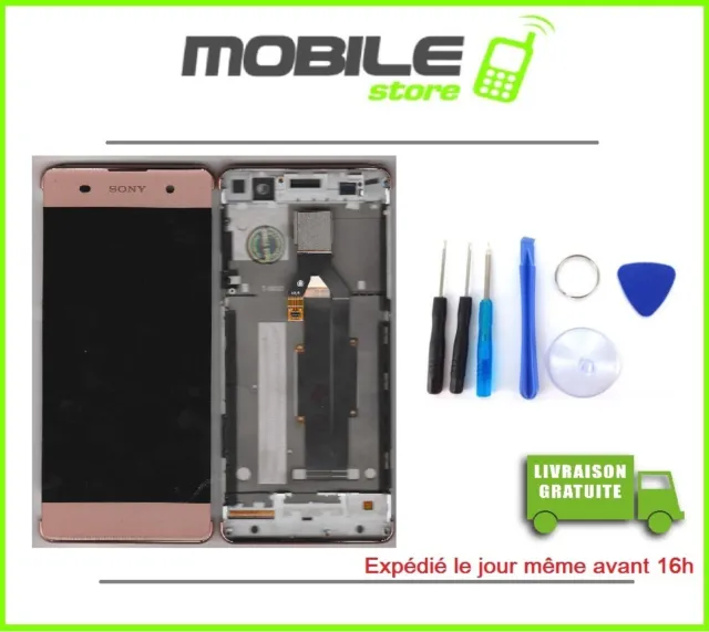 Ecran LCD + Vitre Tactile + Chassis pour SONY XA et F3111 rose  + outils