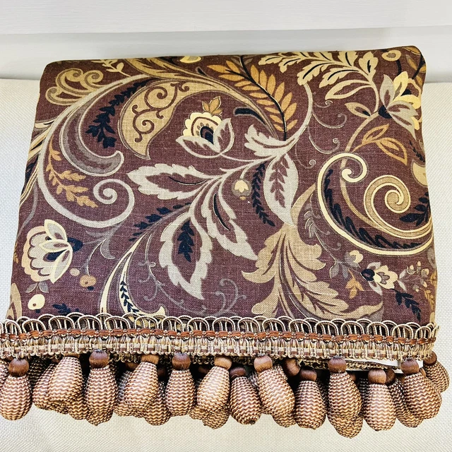"Borlas de hilo grande de 155"" con cenefa de oro marrón con cenefa dorada personalizada 155"""