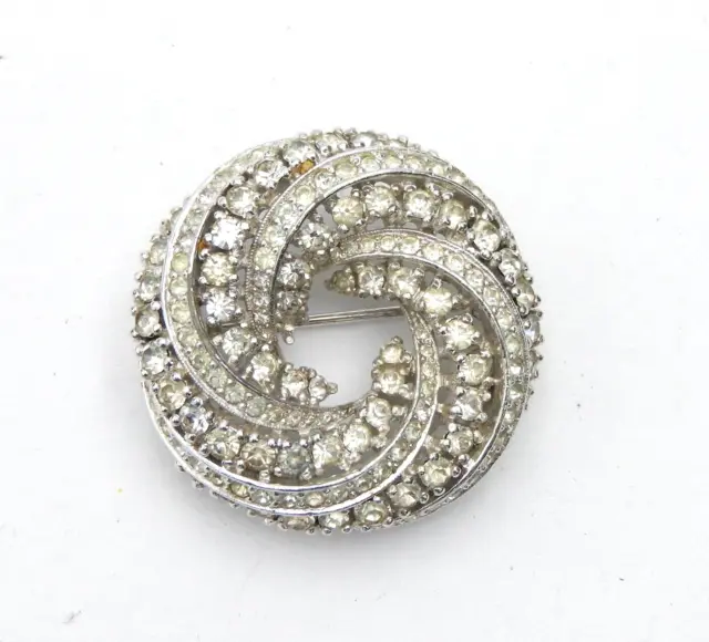Vintage Panetta Brooch Clear Rhinestone Statement Stunning Jewelry Pin Costume