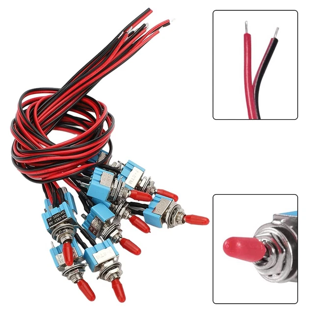 Interrupteur Pour Projet DIY Interrupteur à Bascule DONJON ,Mini ON/OFF SPST Avec 20cm 20AWG Interrupteur 250V Pour Bricolage électronique