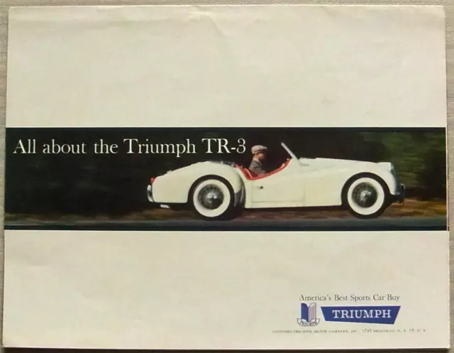 TRIUMPH TR3 SPORTS Convertible USA Car Sales Brochure March 1960 #3-60-SX N.Y