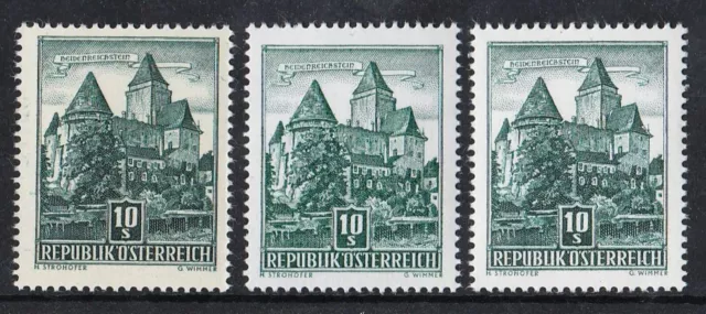 ÖSTERREICH MiNr. 1038 "10 Schilling" auf Papier x, y + w, **postfrisch