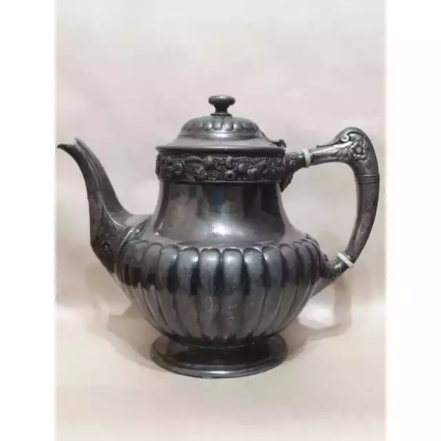 3221 Silverplate Hollowware Teapot by Reed & Barton no 8, Embossed Floral Design