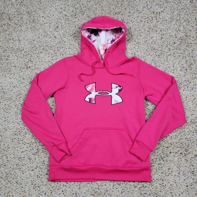 Under Armour Hoodie Womens Small Pink Camo Sweatshirt Pullover Sweater Ladies A5