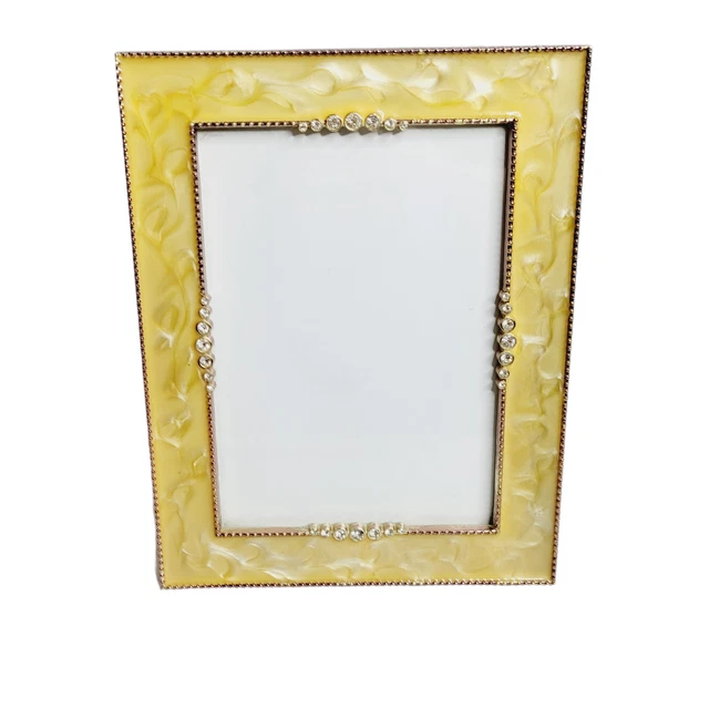 Yellow Glass & Jewel Picture Frame 8" Velvet Back Fits 4x6 Photo Wedding Gift