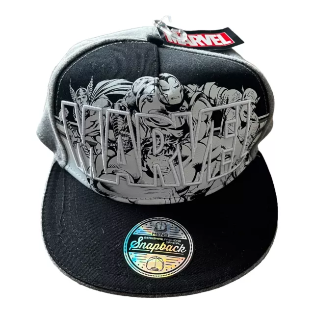 NWT DC Marvel Heroes Black / Gray Snapback Hat Cap Berkshire Fashions Hulk Thor