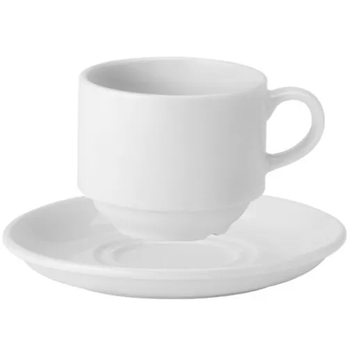 Box Of 24 White Stacking Catering Cups & Saucers