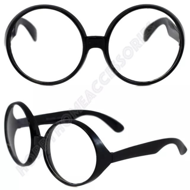 OVERSIZE BIG LARGE ROUND BLACK FRAME CLEAR LENS GLASSES Women Classic Retro New