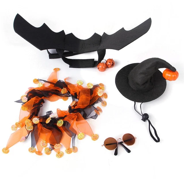 4pcs Dog Bat Wings Costume Pumpkin Bell Bat Wings Costume Da Cane Per Ha HB0 DB3