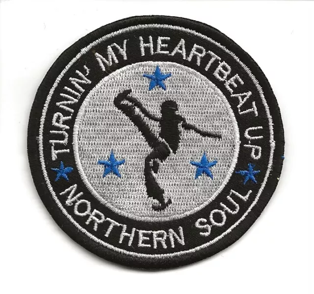 NORTHERN SOUL : TURNIN MY HEARTBEAT UP -  Embroidered Iron Sew On Patch Badge