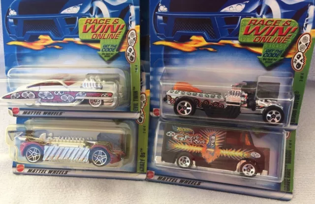 Hot Wheels New Complete set of 4 cars Die-cast Metal 2002 GRAVE RAVE SERIES NIP