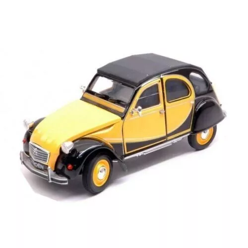 Modellino Citroen 2cv Charleston Gialla e Nera 1:24 Welly