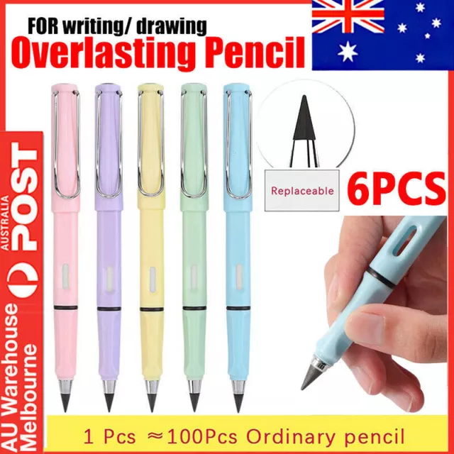 100pcs Inkless Pencil Everlasting Pencil Eternal With Eraser