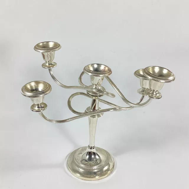 Rare Candelabra 5 Twisted Arm Candle Silver Plated on Zinc Made in England