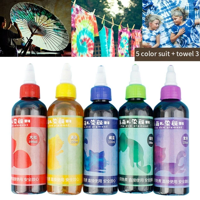 Toalla de tela permanente no tóxica de 5 colores 100 ml tinte decorativo