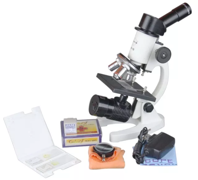 Radical 40-1000x Composé Etudiant Microscope W Batterie 50 Vierge & 2 Prép