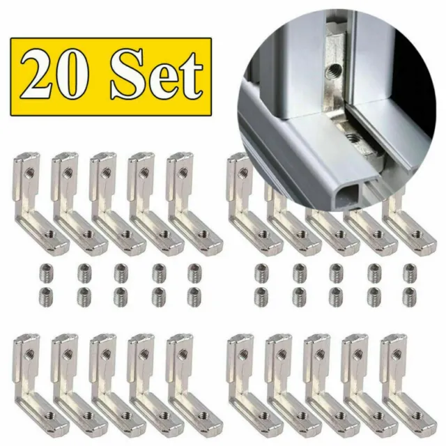 20x Innenwinkel Nut Vernickelt 6mm für Aluprofil Winkelverbinder T-Slot 2020