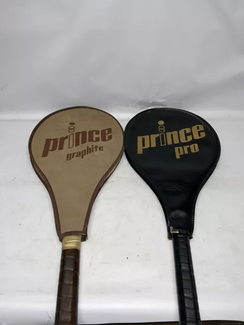 Lot of 2 Prince Pro & Prince Graphite Tennis Rackets With Original Cases