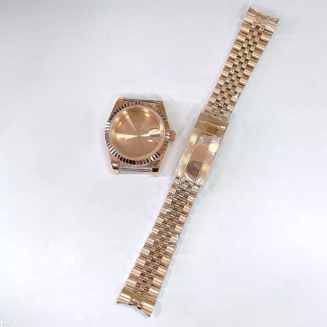 36mm/39mm PVD Oyster Sapphire Glass Watch Case Strap for NH35/NH36/4R Movement