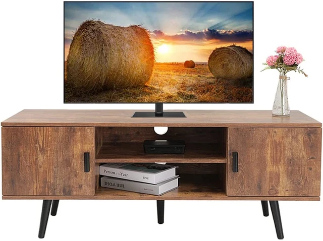 Mid-Century Modern TV Stand for 55 Inch TV, Entertainment Center TV Console with