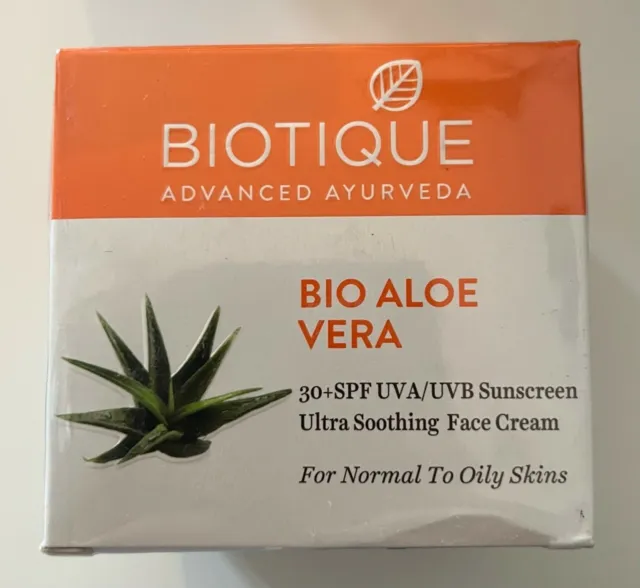 Biotique Crema solare viso SPF 30+ UVA/UVB Ultra nutriente - Ricetta Ayurvedica