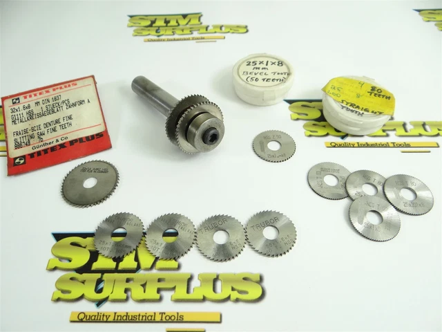 Lot Of 12 Hsco & Hss Slitting Saws 25Mm & 32Mm Dia. +Arbor Trubor Titex+ Swiss