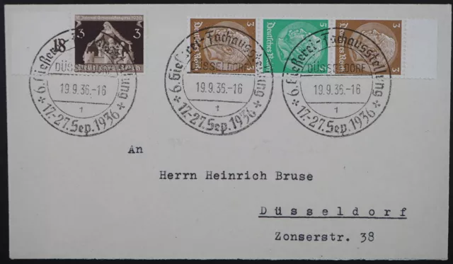 DR; 3+5+3 Pf. Hindenburg-Zdr. nebst 3 Pf. Gemeindekongreß auf Couvert mit SST