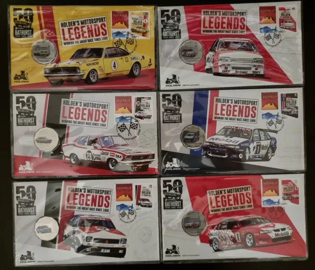 2018 50c Coloured Coins PNC X6 Holden Motor Sport Legends