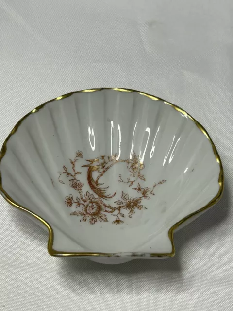 Limoges Scalloped Dish Gilded Shell Victorian Cottage Shabby Chic Clam Seashell