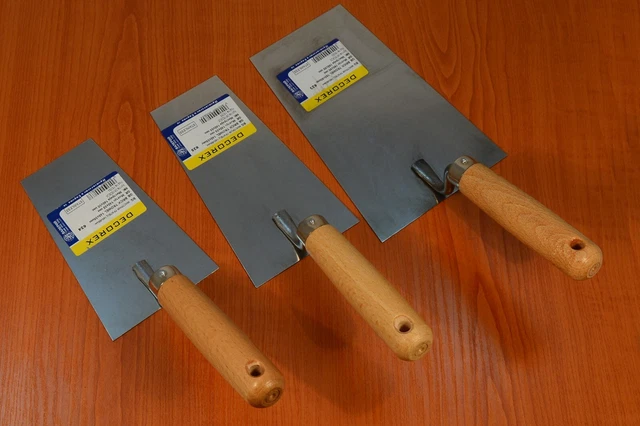 Truelle trapèze acier inoxydable Plâtrier trapézoïdale manche en bois