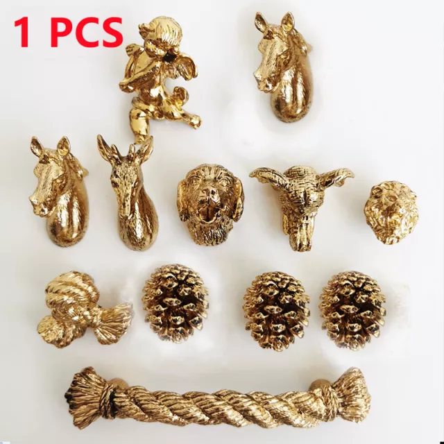 Gold Drawer Knobs Pull Handle Brass Animals Design Kitchen Cabinet Hardware