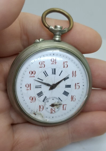 Lot De 3 Cadrans De Montre Gousset Vintage - Zenith, Roskopf, Chronomètre, émail Usé