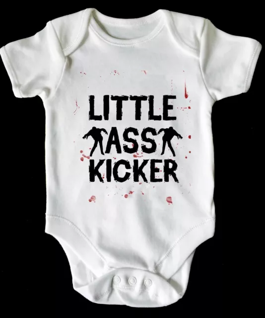 Little Ass Kicker Walking Dead Baby Vest/ Grow White Available In Most Size