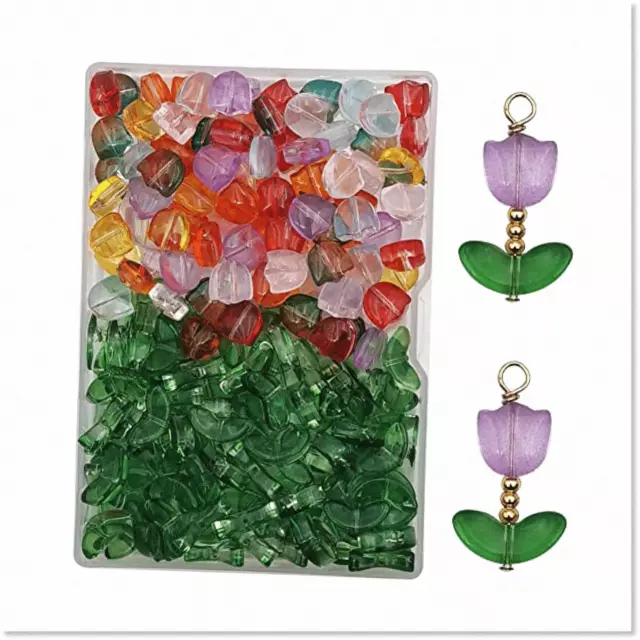 Exquisite Flower Crystal Glass Bead Tulip Beads - 100 Sets (200 Pieces) for Jewe