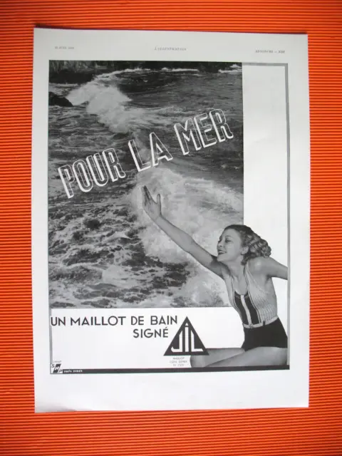 Press Advertisement Jil Andre Swimsuit For The Sea French Ad 1933