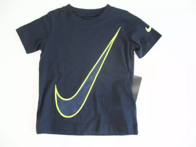 Nike Little Boys Swoosh Print Short Sleeve T Shirt Obsidian Sz 2T - NWT