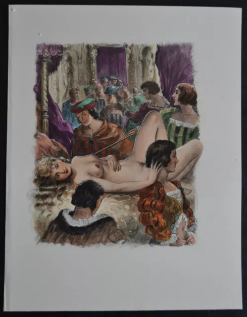Lithographie Erotique Vers 1950 Femme Nue Erotisme Curiosa Exhibition Orgie