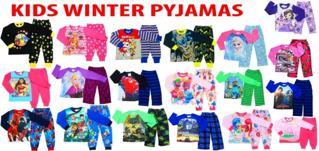 New Size 1-12 Kids Pyjamas Winter Boys Girls Sleepwear Tshirt Tee  Nighties Pjs