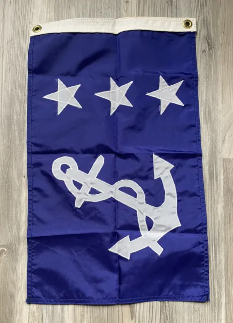 Vintage U.S. Commodore 12 x 18 Anchor Stars Sailing Flag Boating Yachting