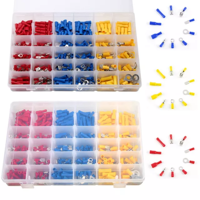 480Pcs Car Wire Assorted Insulated Electrical Terminals Connectors Crimp Box Kit
