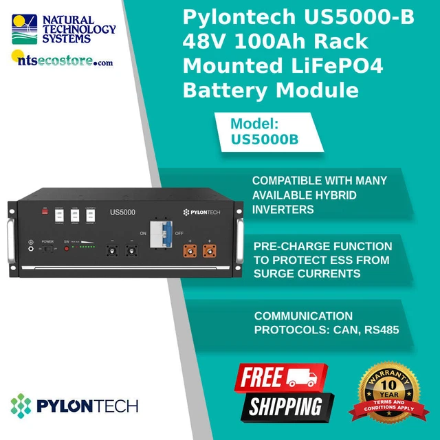 PYLONTECH US5000-B 48V 100Ah Rack Mounted LiFePO4 Battery Module ...