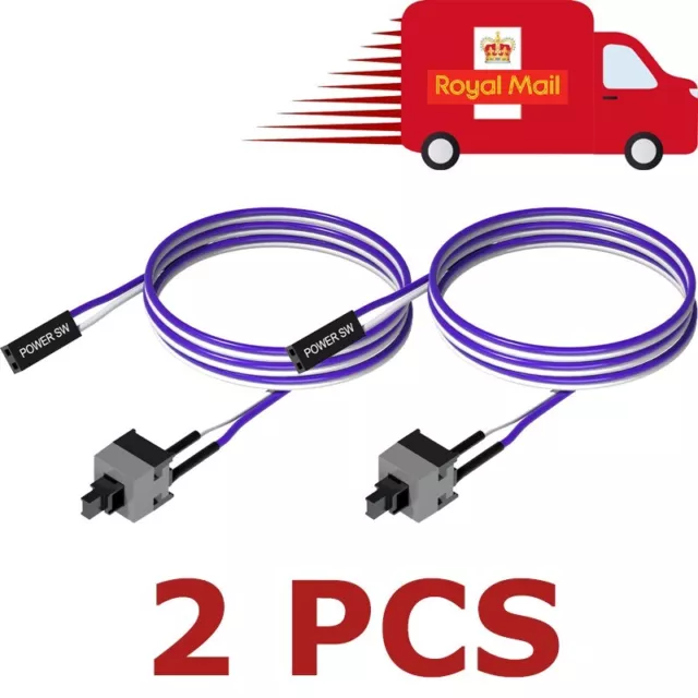 PC Power Switch Button Cable Supply Reset On/Off Cord Connector Computer Desktop