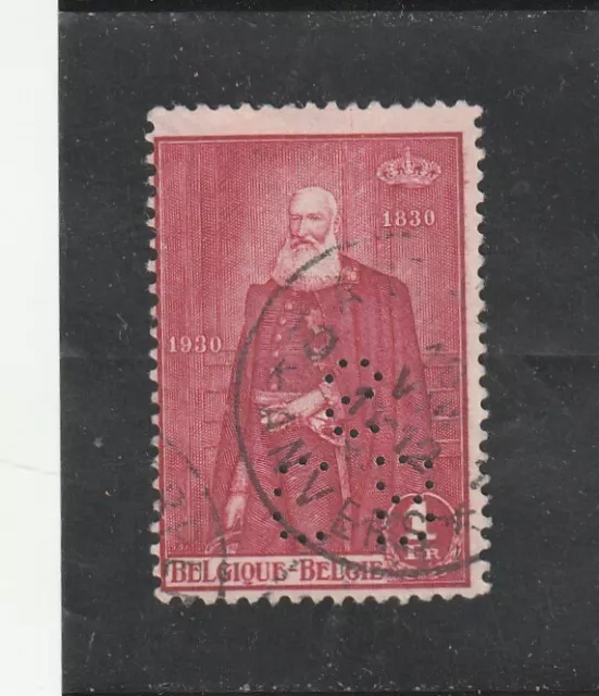 L6003 BELGIQUE timbre Y&T N° 303 de 1930 " Léopold II  " Oblitéré PERFORE