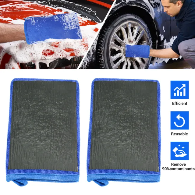 2X Car Wash Gloves Microfiber Clay Bar Towel Detailing Cleaning Cloth Rag Mitt